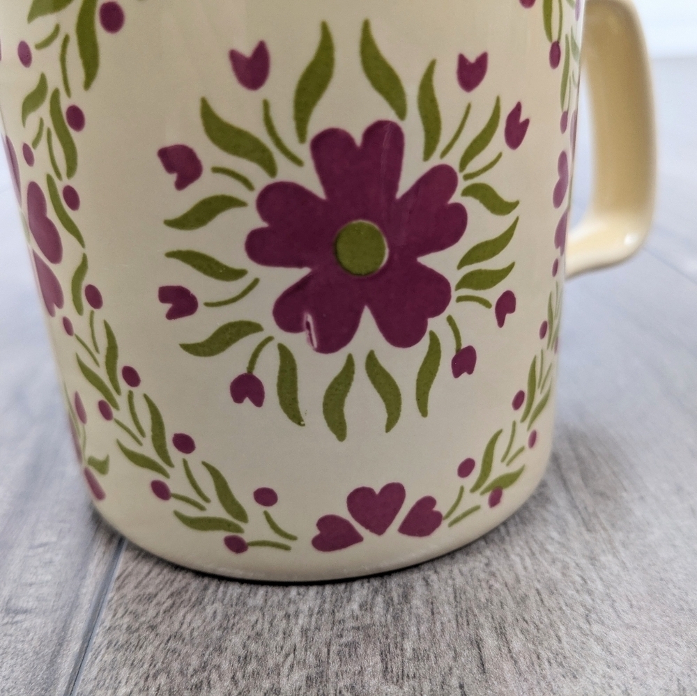 Kiln Craft England Kitchsy Coffee Tea Mug Pink Butter Yellow Floral Vintage 1970 - Picture 4 of 9
